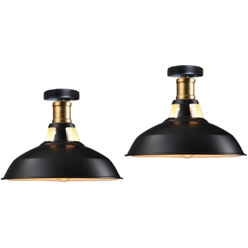 foto del prodotto lampada da soffitto 27cm plafoniera industriale vintage ferro paralume nero bianco lampada corridoio balcone scale 2pcs