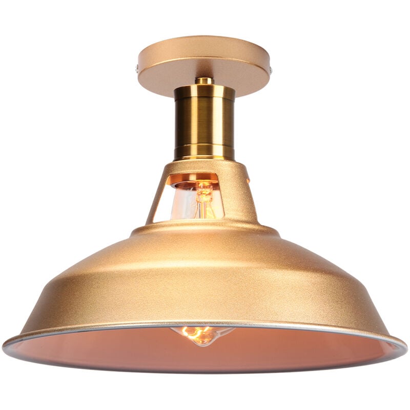 foto del prodotto lampada da soffitto 27cm plafoniera industriale vintage ferro paralume oro e bianco lampada corridoio balcone scale 1pcs