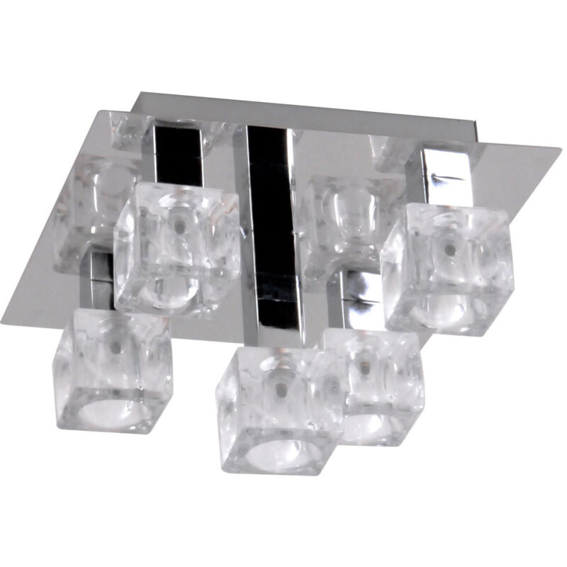 foto del prodotto lampada da soffitto 5 fiamme lampada da soggiorno lampada da cucina design, faretti cubici in vetro, 5x g4, lxlxh 23x23x16 cm