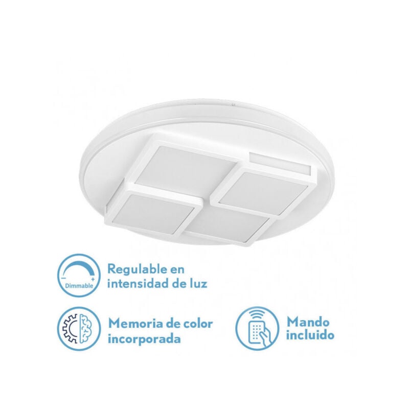 foto del prodotto lampada da soffitto 96w lavi 3000 4000 6500k 7488lm white 8,5x49x49cm telecomando reg.inten. memoria