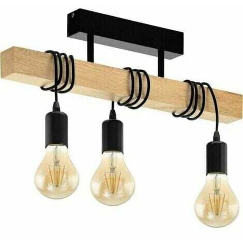 foto del prodotto lampada da soffitto a 3 luci lablanc, design industriale vintage, per soggiorno, camera da letto e corridoio, attacco e27, nero
