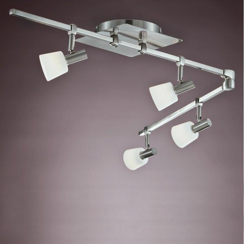 foto del prodotto lampada da soffitto a 4 faretti articolata new kaster nickel cristalrecord 013 2200 4 053