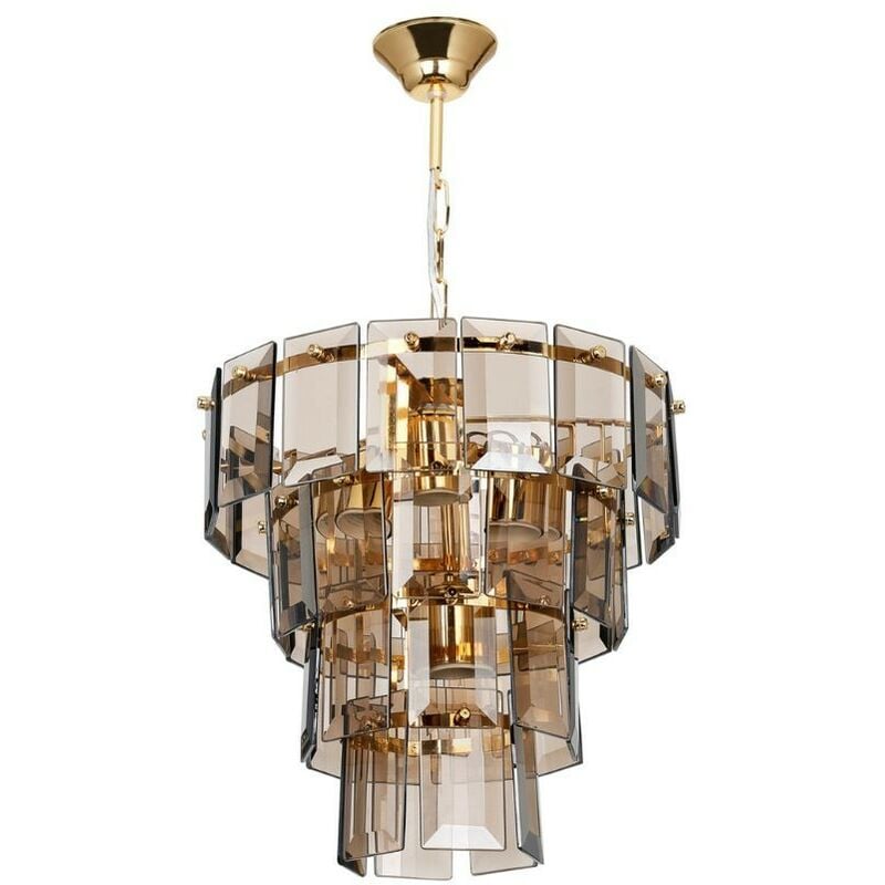 foto del prodotto lampada da soffitto a 4 luci con vetro fum e colore oro falez mdl3829