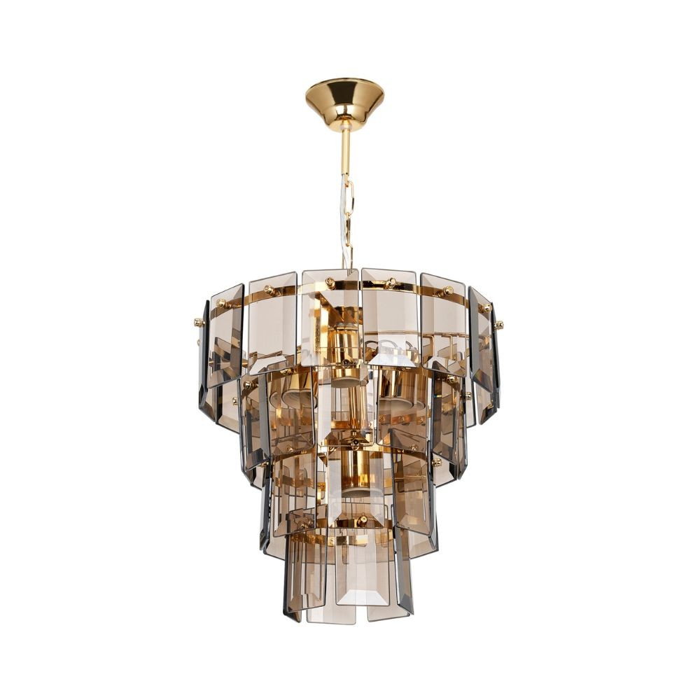 foto del prodotto lampada da soffitto a 4 luci falez mdl3829 vetro fumè e oro