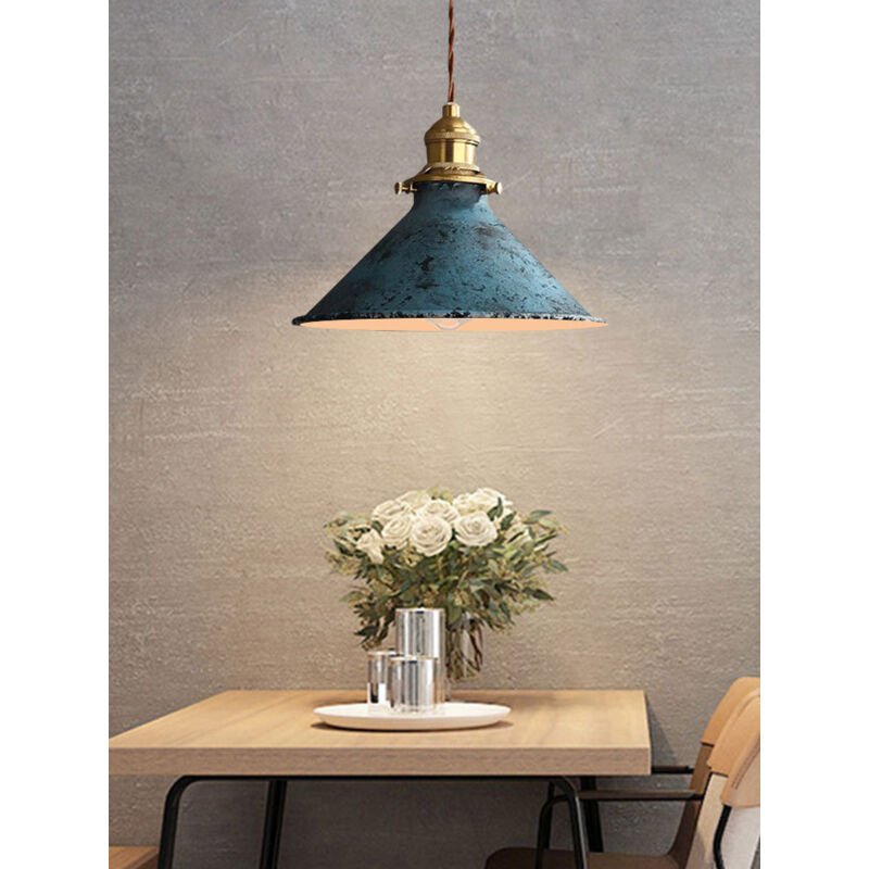 foto del prodotto lampada da soffitto a gabbia in metallo retr nordico e27 lampadario industriale retr blu lampada da soffitto a sospensione