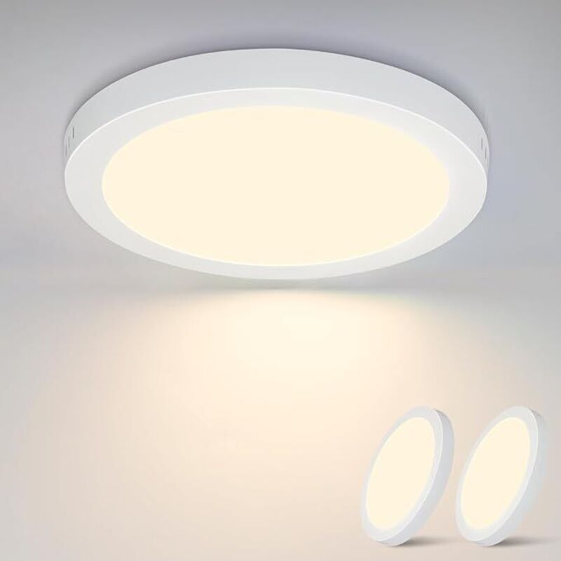 foto del prodotto lampada da soffitto a led,2er gbly lampada da corridoio rotonda 18w lampada da bagno moderna bianca piatta 3000k ip44 impermeabile bianco caldo