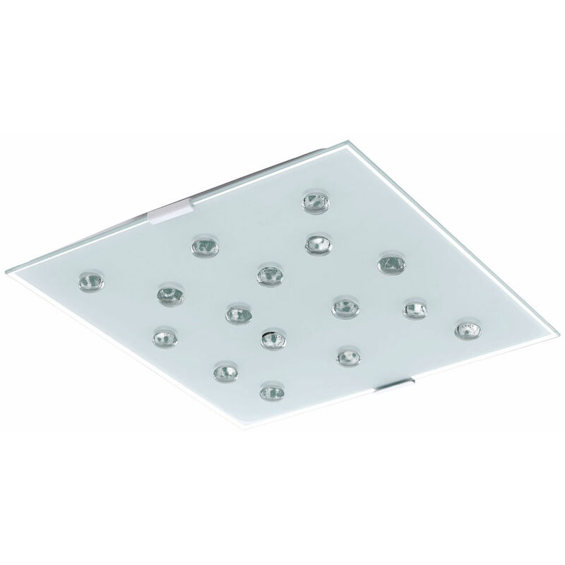 foto del prodotto lampada da soffitto a led bianca, luce da cucina, lampada da corridoio, vetro satinato, pietre di vetro trasparente, 12w 1020lm bianco caldo, lxh 29
