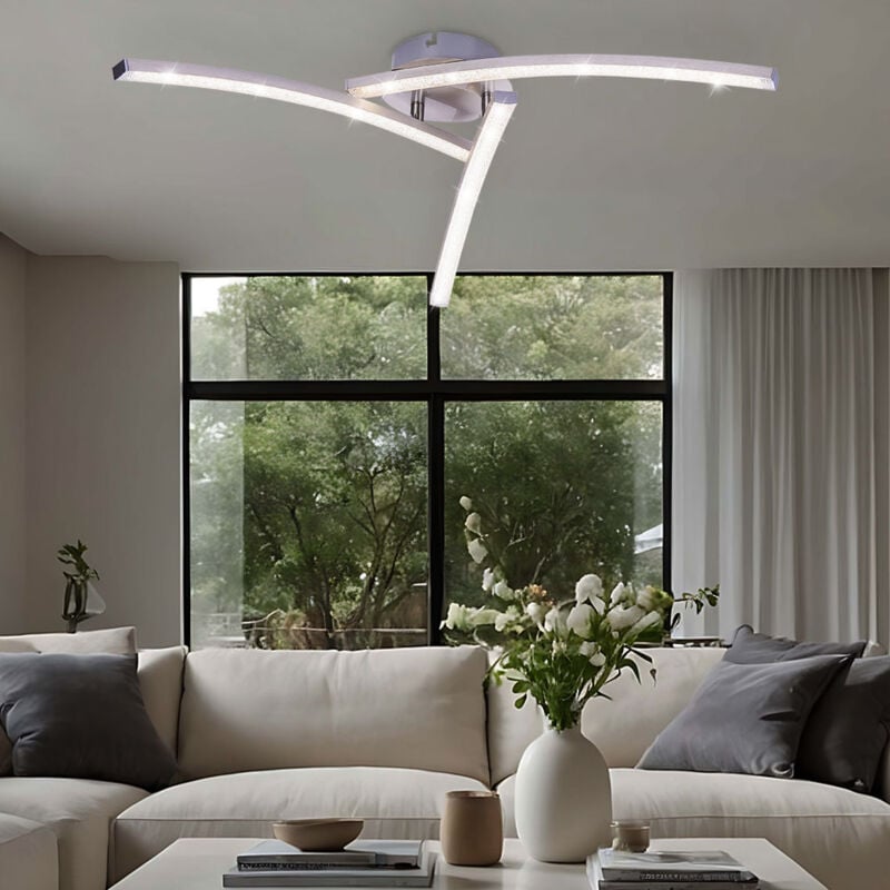 foto del prodotto lampada da soffitto a led con faretto in cristallo per soggiorno cct, lampada da giorno curva