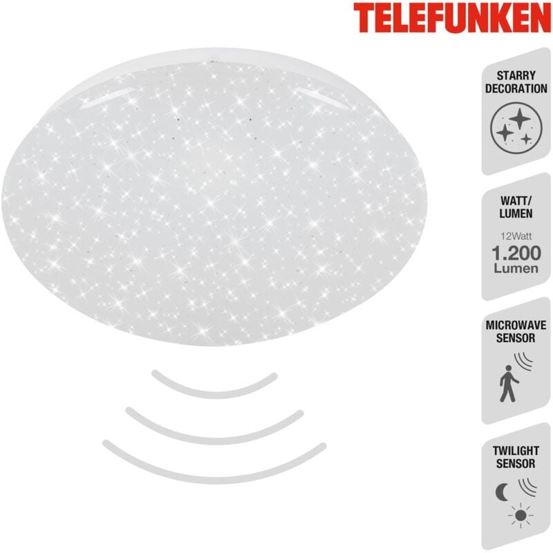 foto del prodotto lampada da soffitto a led con sensore cielo stellato 12 w bianco metallo plastica telefunken