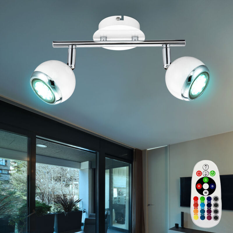 foto del prodotto lampada da soffitto a led cromata da parete per cucina con dimmer regolabile in un set con sorgente luminosa a led rgb