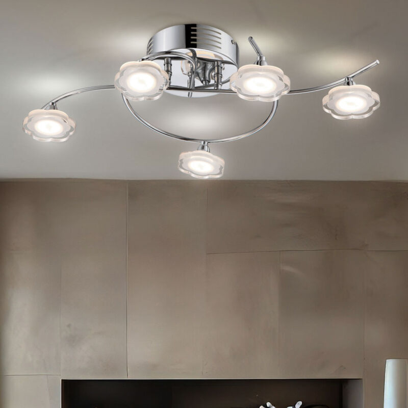 foto del prodotto lampada da soffitto a led da 25 watt, cristalli acrilici cromati a forma di fiore