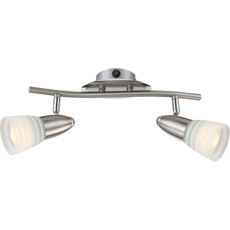 foto del prodotto lampada da soffitto a led illuminazione metallo nichel cromo opaco vetro opale ufficio