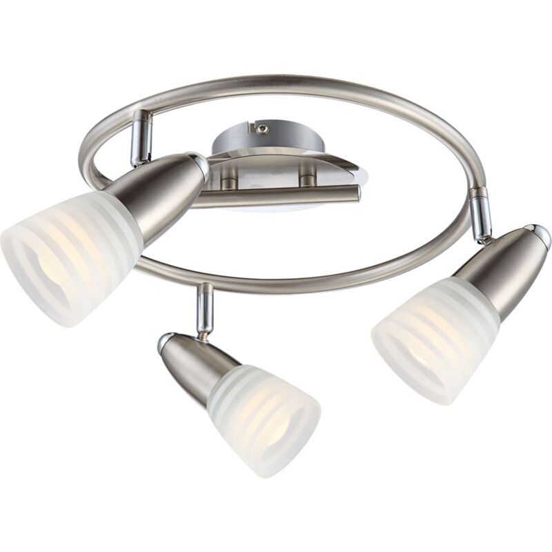 foto del prodotto lampada da soffitto a led in metallo nichelato cromato opaco, vetro opale, soggiorno, camera da letto
