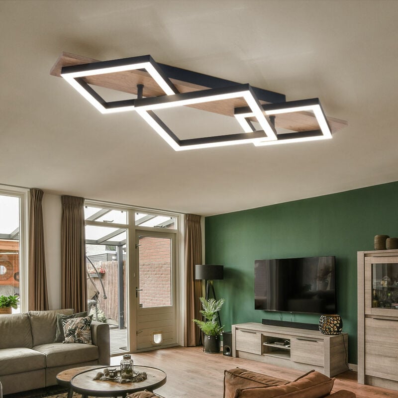 foto del prodotto lampada da soffitto a led lampada da soggiorno lampada da soffitto lampada da sala da pranzo lampada da cucina, metallo plastica aspetto legno nero,