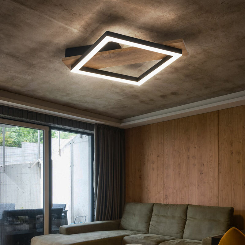 foto del prodotto lampada da soffitto a led lampada da soggiorno lampada di design lampada da sala da pranzo lampada da cucina, metallo aspetto legno plastica nera,