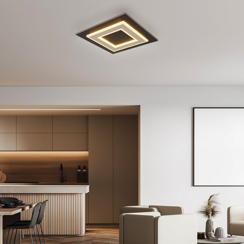 foto del prodotto lampada da soffitto a led lampada da soggiorno struttura del pannello della plafoniera, mdf plastica metallo, 24w 680lm bianco caldo, lxlxh 32x32x5,5