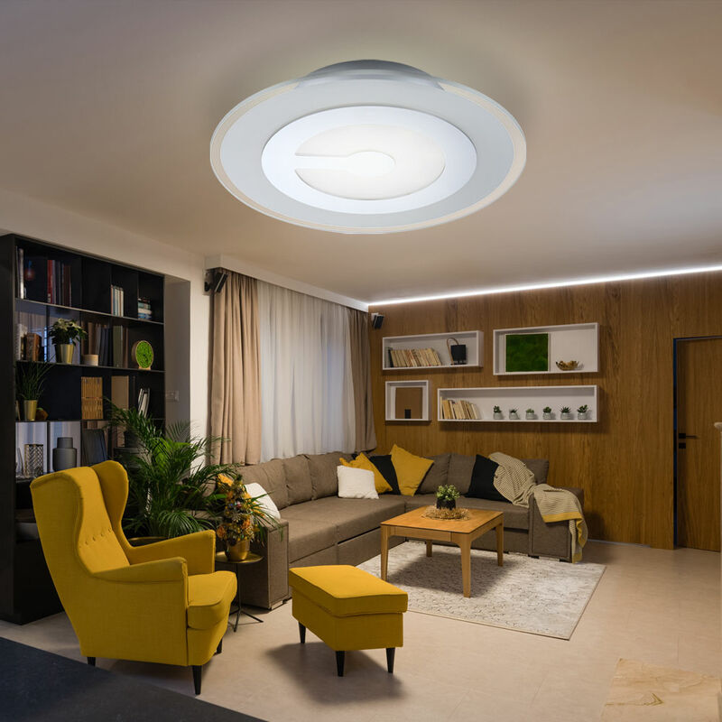 foto del prodotto lampada da soffitto a led per camera degli ospiti da 9 watt, vetro bianco, illuminazione cromata satinata globo 41698 3