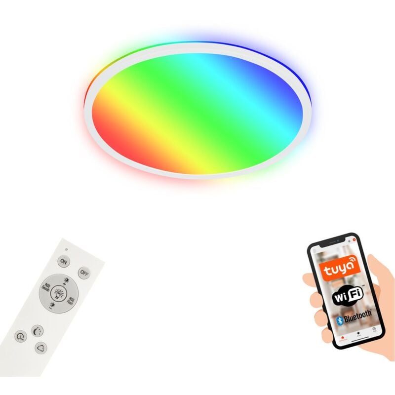 foto del prodotto lampada da soffitto a led smart rgb bluetooth wifi timer alexa bianca 22w 42cm briloner