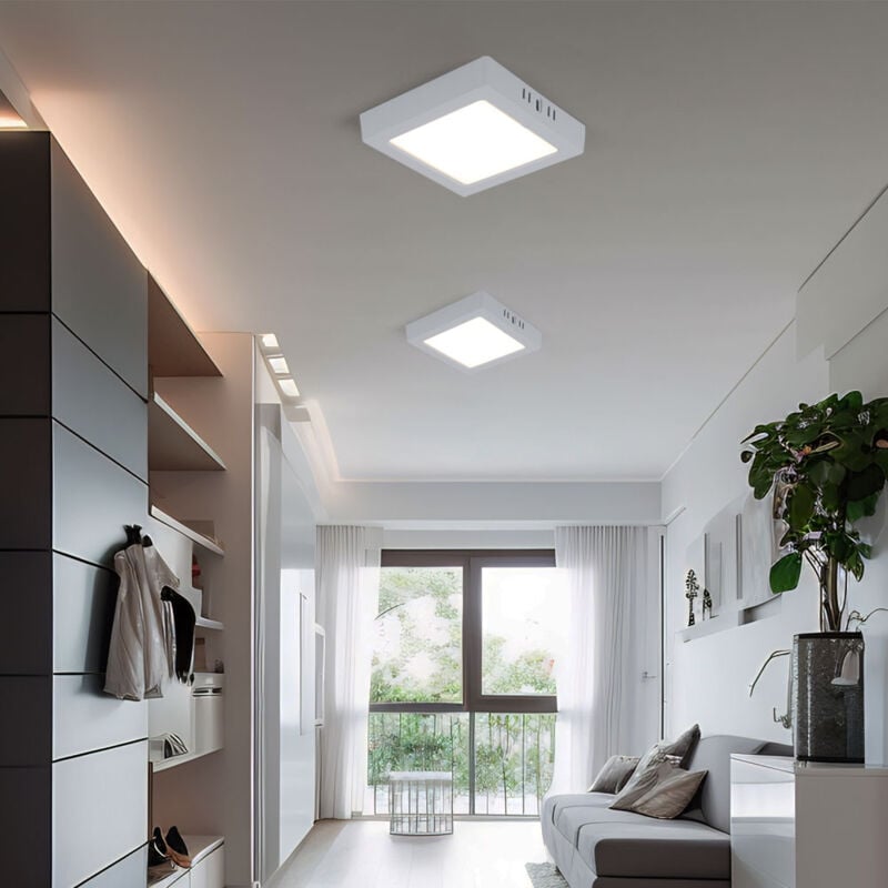 foto del prodotto lampada da soffitto a pannello a led plafoniera da soggiorno lampada da corridoio, plastica quadrata bianca, 12w 1200lm 3000k bianco caldo, l 16,7 cm, set da 2