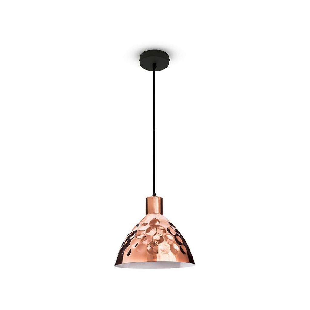foto del prodotto lampada da soffitto a sospensione illuminazione sala da pranzo retr effetto martellato luce oro rosa v tac 3711