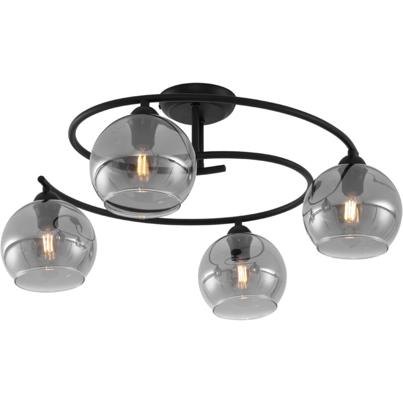 foto del prodotto lampada da soffitto alanis moderno metallo,vetro nero tondo sfera max. 4 x watt qazqa