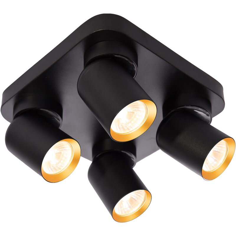 foto del prodotto lampada da soffitto andy 4xgu10 quadrata nera oro