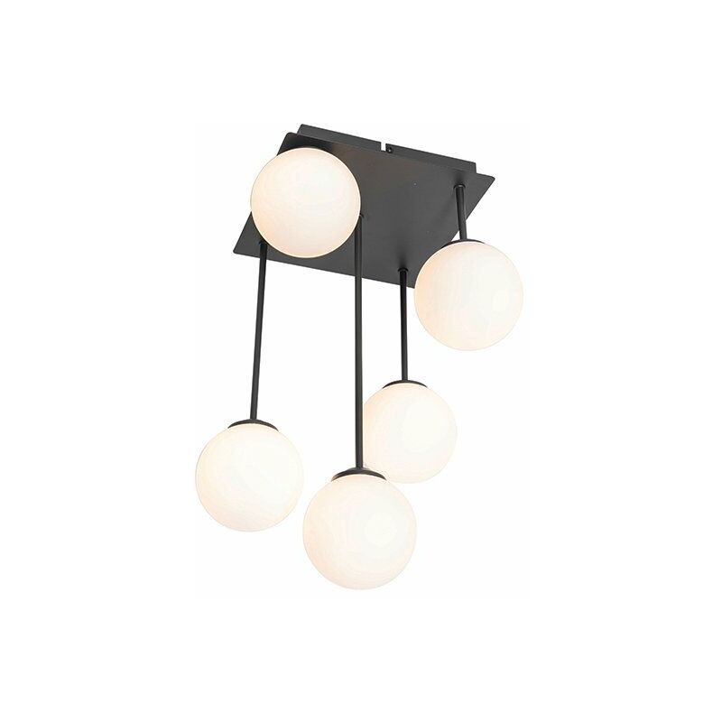 foto del prodotto lampada da soffitto athens opal moderno acciaio,vetro nero bianco quadrato max. 5 x watt qazqa