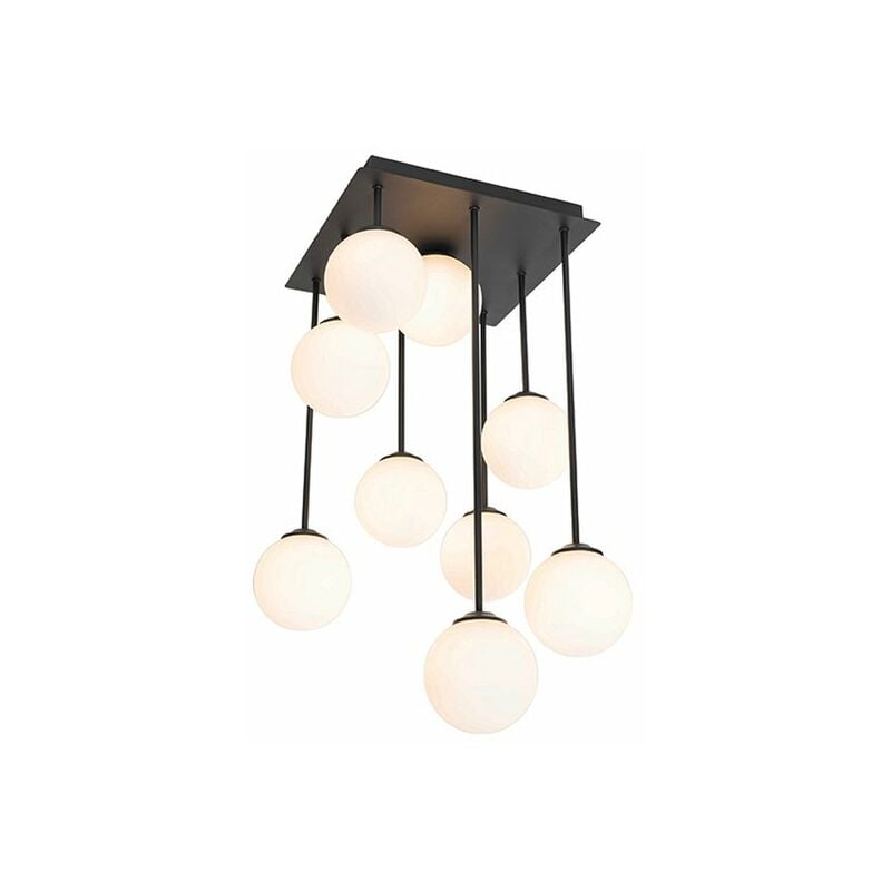 foto del prodotto lampada da soffitto athens opal moderno acciaio,vetro nero bianco quadrato max. 9 x watt qazqa