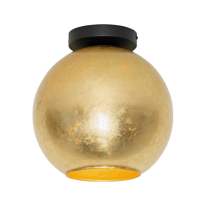 foto del prodotto lampada da soffitto bert design vetro,acciaio oro ottone nero tondo max. 1 x watt qazqa