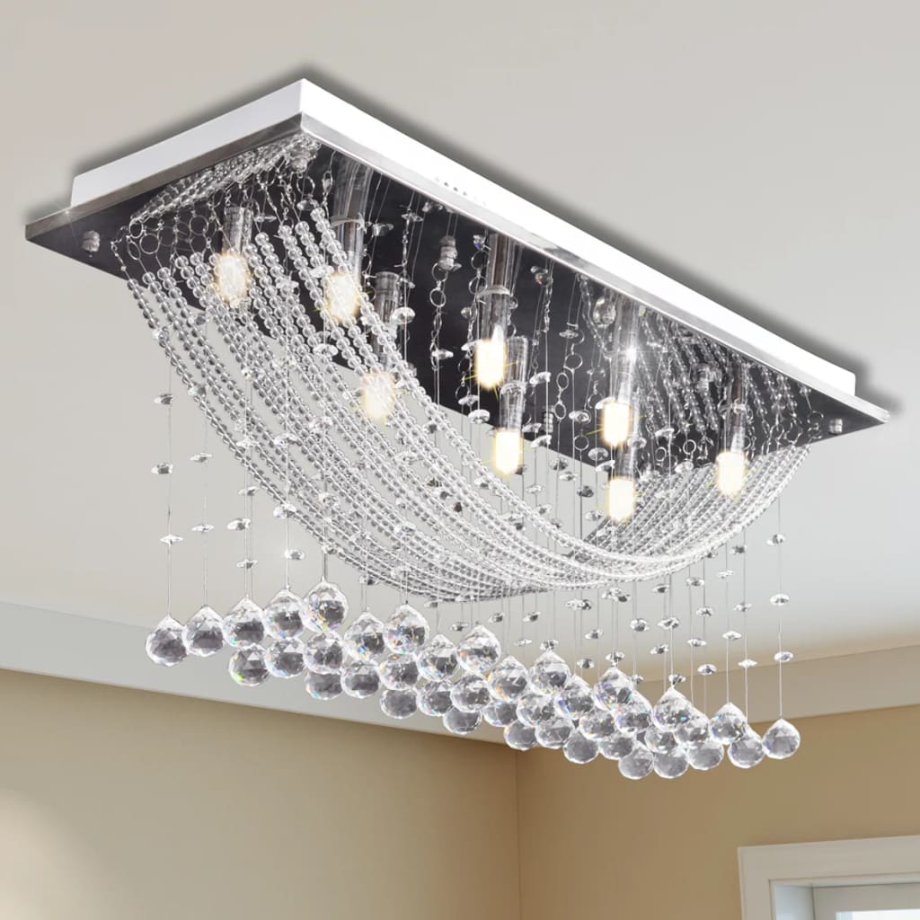 foto del prodotto lampada da soffitto bianca con cristalli di vetro 8 x g9 29 cm cod mxl 75491