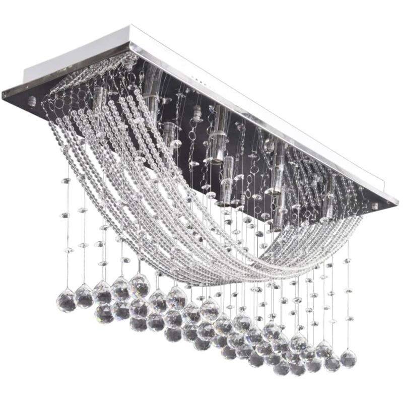 foto del prodotto lampada da soffitto bianca con cristalli di vetro 8 x g9 29 cm - vidaxl