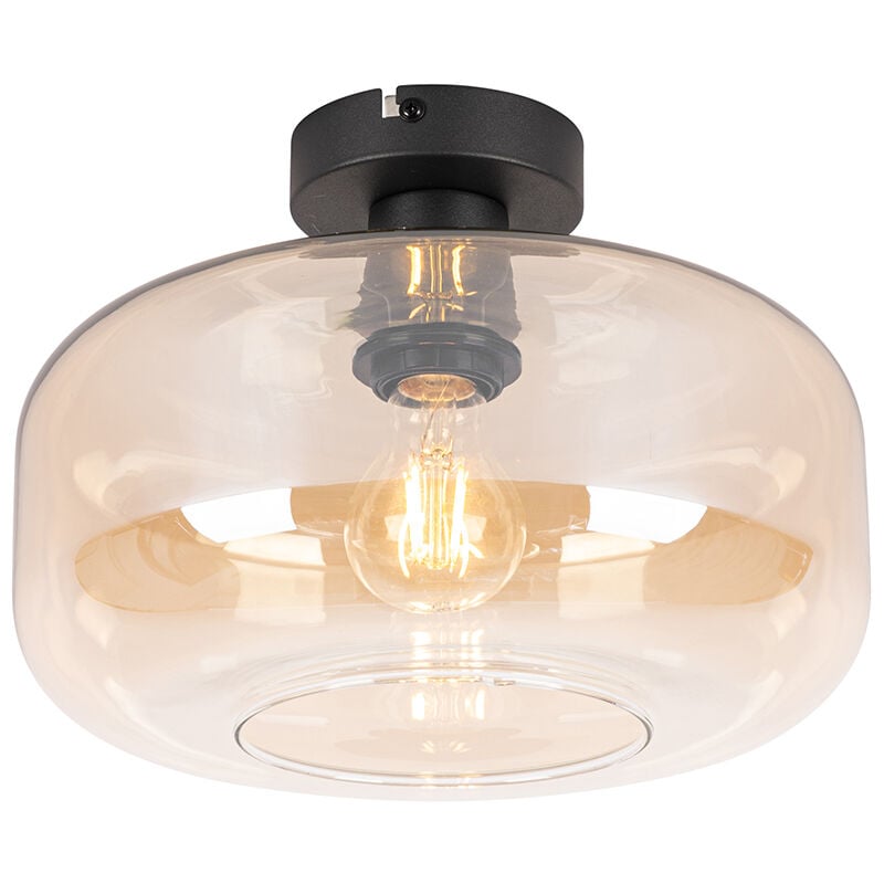 foto del prodotto lampada da soffitto bizle art d co vetro,acciaio beige nero tondo max. 1 x watt qazqa