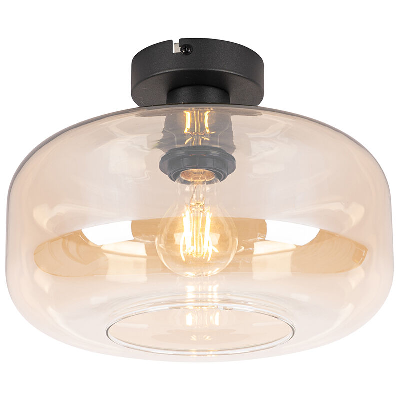foto del prodotto lampada da soffitto bizle art d co vetro,acciaio bronzo nero tondo e27 max. 1 x 4.9 watt qazqa