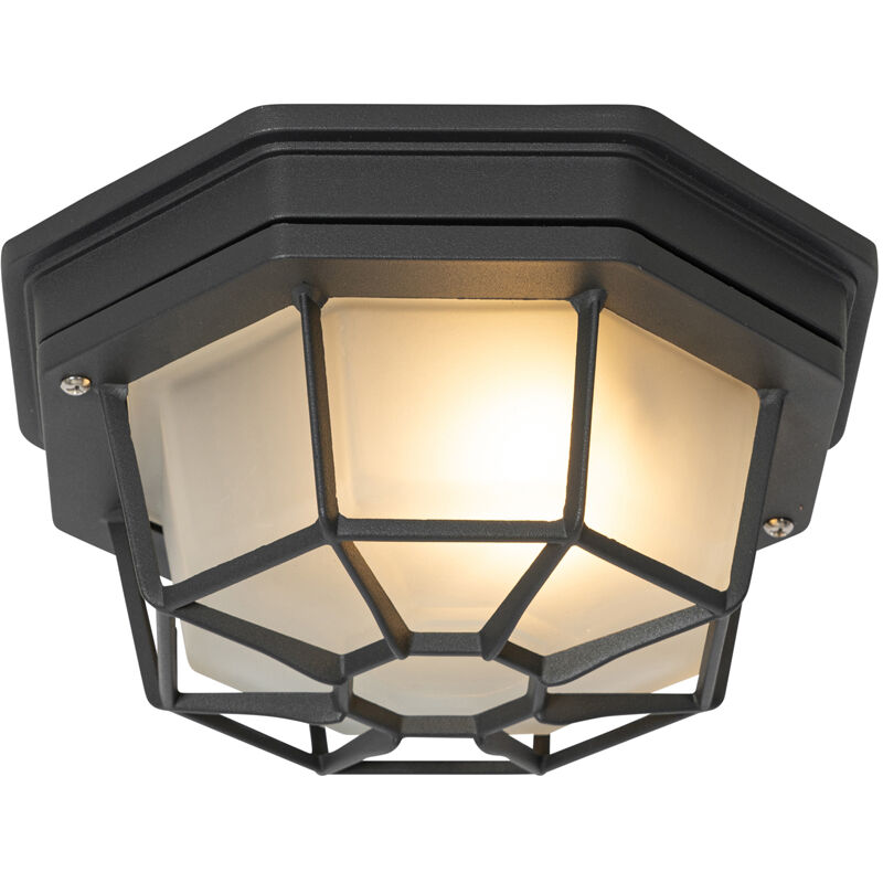 foto del prodotto lampada da soffitto bri rustico alluminio,vetro grigio scuro tondo max. 1 x watt qazqa