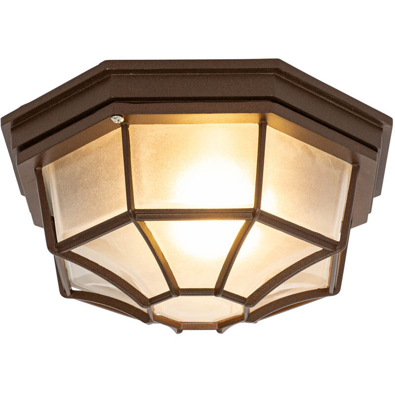 foto del prodotto lampada da soffitto bri rustico alluminio,vetro ruggine tondo max. x watt qazqa