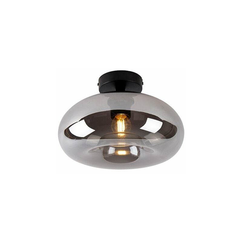 foto del prodotto lampada da soffitto busa art d co vetro,acciaio nero grigio tondo max. 1 x watt qazqa