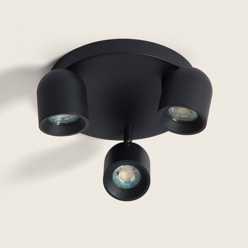 foto del prodotto lampada da soffitto circolare orientabile alluminio 3 lampade caleb nero