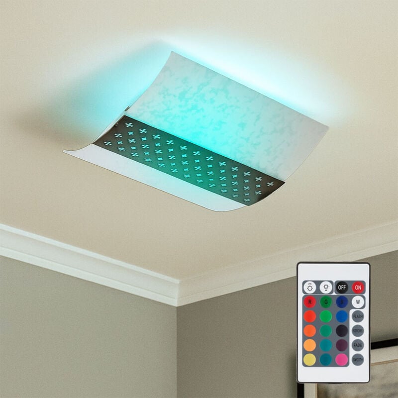 foto del prodotto lampada da soffitto con faretto in vetro telecomandato, luce da corridoio dimmerabile in un set che include lampadine rgb led