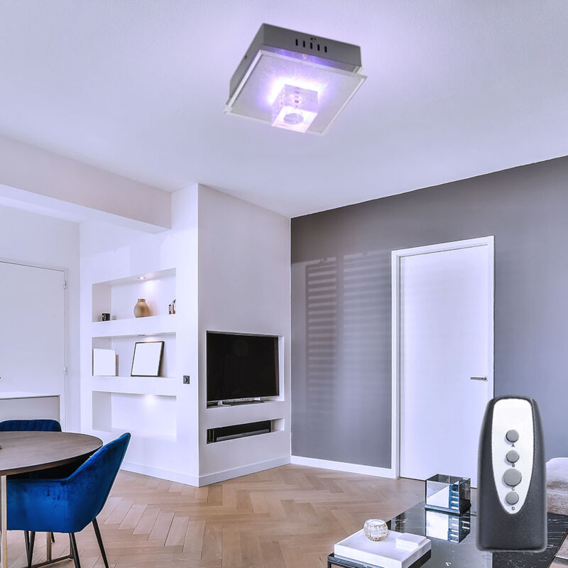 foto del prodotto lampada da soffitto con interruttore a gradino in vetro, lampada da soggiorno, decorativa, a led, cromata, 1x g4, lxlxa 20,5x20,5x12,5 cm