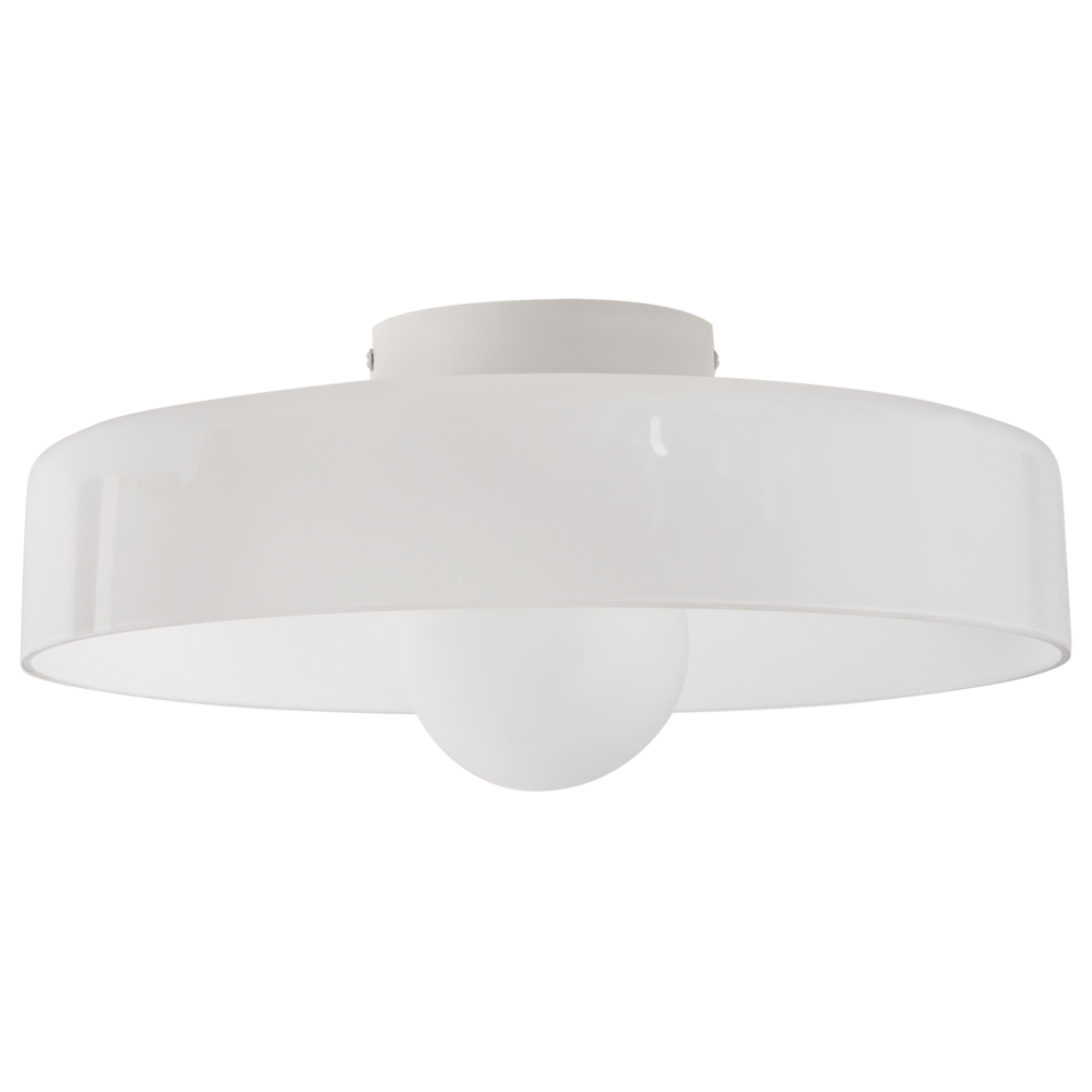 foto del prodotto lampada da soffitto con paralume in vetro bianco apparecchio di illuminazione ad incasso per soffitti bassi