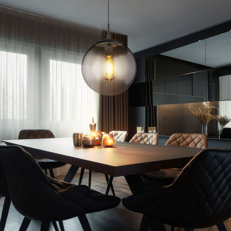 foto del prodotto lampada da soffitto con sfera di vetro lampada da tavolo da pranzo lampada da soggiorno lampada a sospensione con sfera di vetro fum , 1x e27, ip20,