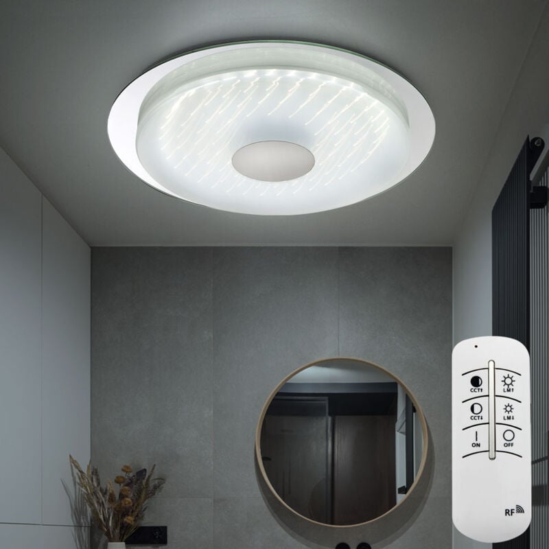 foto del prodotto lampada da soffitto con telecomando, dimmerabile, led, luce da camera da letto, cct, con pellicola effetto 3d, colore della luce regolabile, 24w