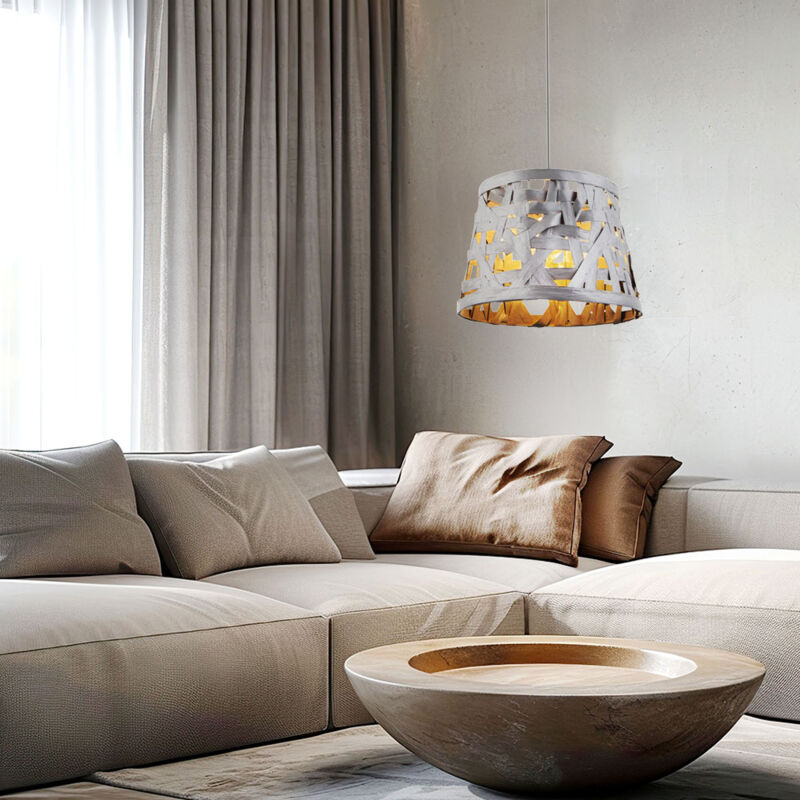 foto del prodotto lampada da soffitto design a sospensione grigio sonno camera degli ospiti paralume in tessuto globo 15224