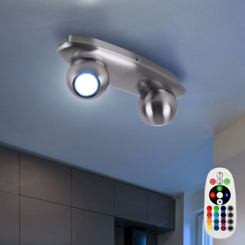 foto del prodotto lampada da soffitto dimmerabile con telecomando, faretti a sfera per soggiorno dimmerabili in un set con lampadine led rgb