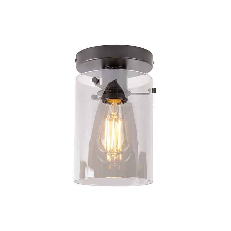 foto del prodotto lampada da soffitto dome moderno vetro,acciaio nero e27 max. 1 x 7 watt qazqa