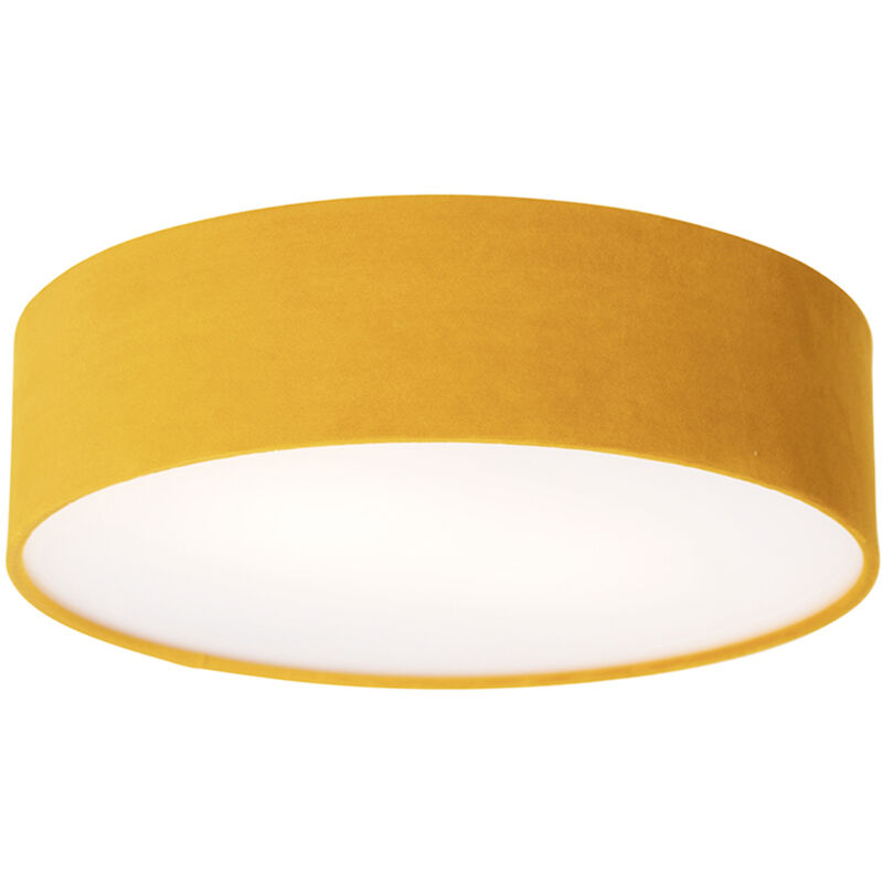 foto del prodotto lampada da soffitto drum moderno acciaio,tessuto,plastico bianco tondo e27 max. 2 x 7 watt qazqa