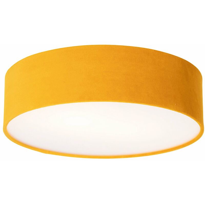 foto del prodotto lampada da soffitto drum - moderno - acciaio,tessuto,plastico - giallo oro ottone - cilindro max. 2 x watt - qazqa