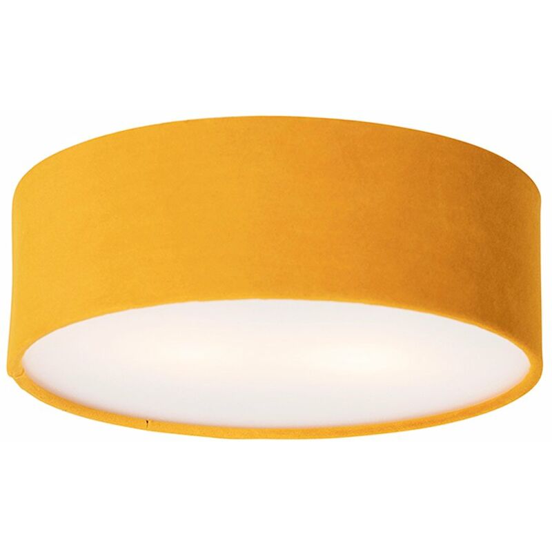 foto del prodotto lampada da soffitto drum moderno tessuto,acciaio,plastico giallo oro ottone cilindro max. 2 x watt qazqa