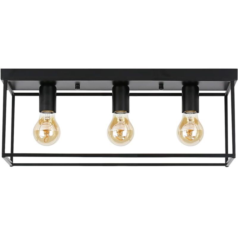 foto del prodotto lampada da soffitto e27 vintage nero lampada da camera industriale per salone, sala da pranzo lampada retr in metallo con 3 lampadine
