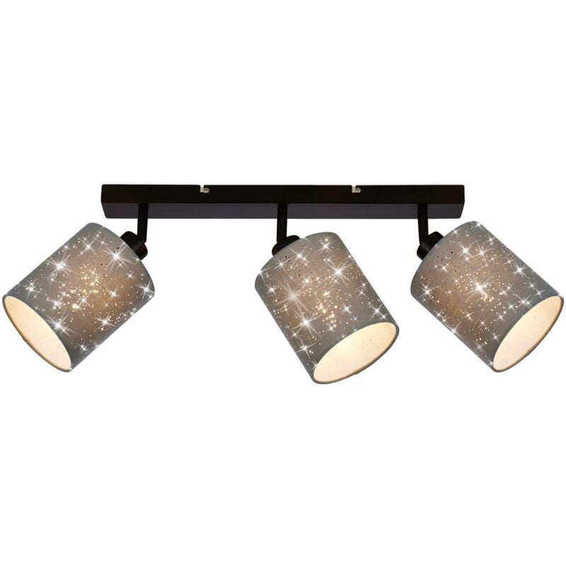foto del prodotto lampada da soffitto effetto glitter 3xe27 25 w grigio nero metallo tessuto briloner
